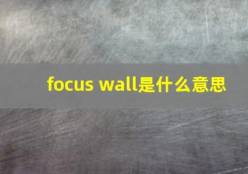 focus wall是什么意思